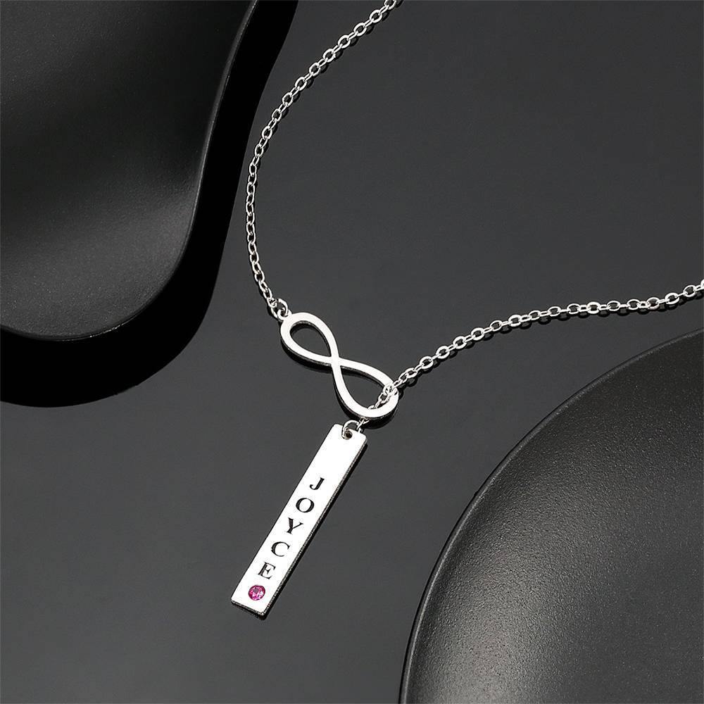 Engraved Infinity Love Necklace with Custom Birthstone - soufeelus