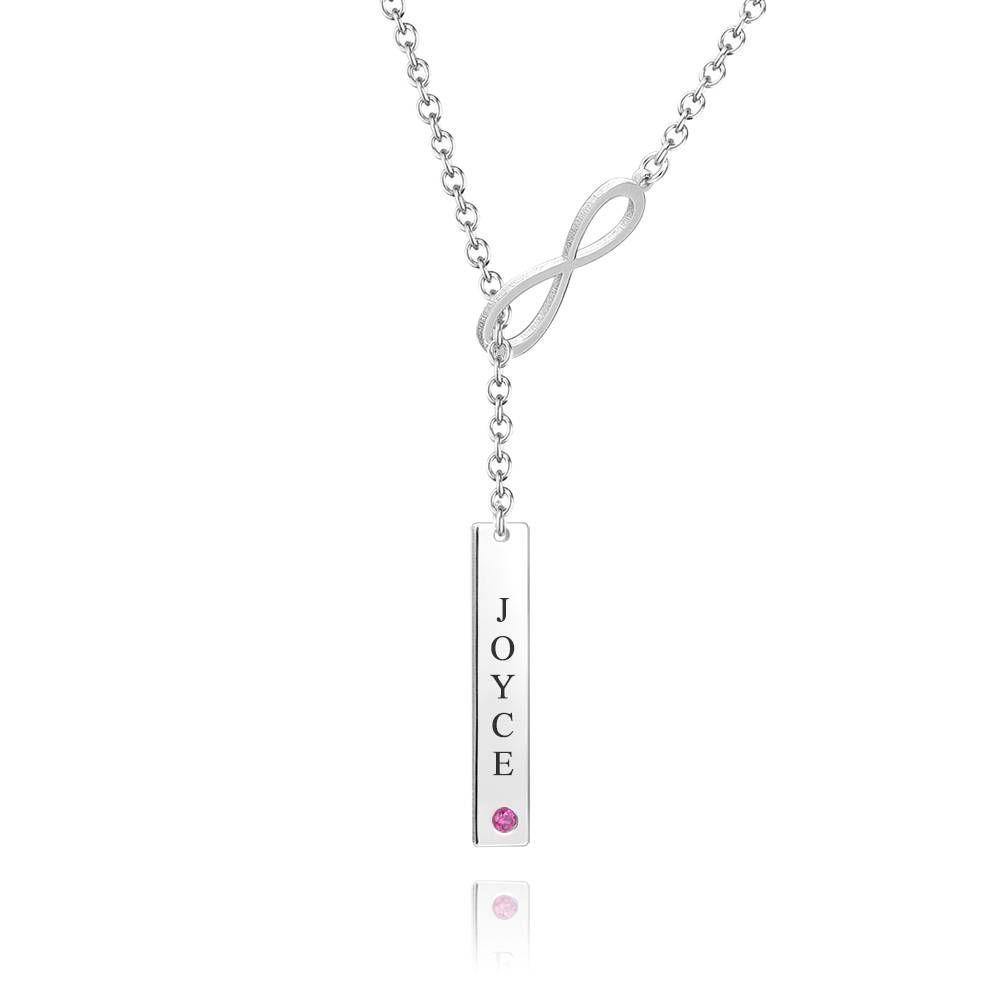Engraved Infinity Love Necklace with Custom Birthstone - soufeelus