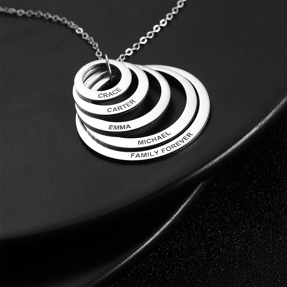 Personalized Engraved Necklace, Five Disc Name Necklace Platinum Plated - Silver