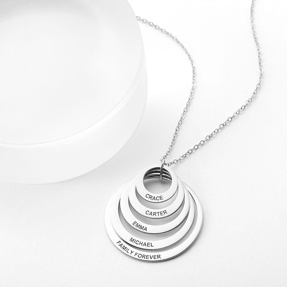 Personalized Engraved Necklace, Five Disc Name Necklace Platinum Plated - Silver