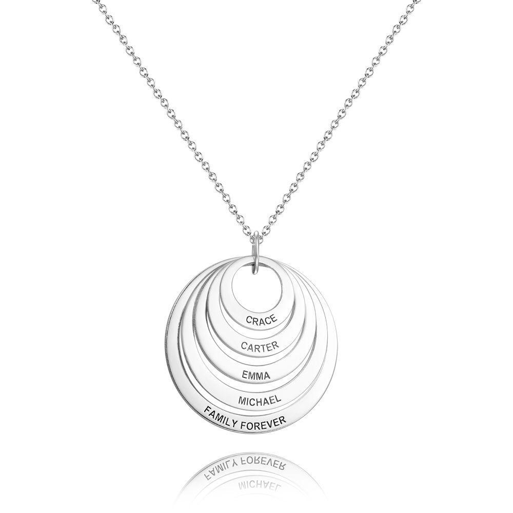 Personalized Engraved Necklace, Five Disc Name Necklace Platinum Plated - Silver