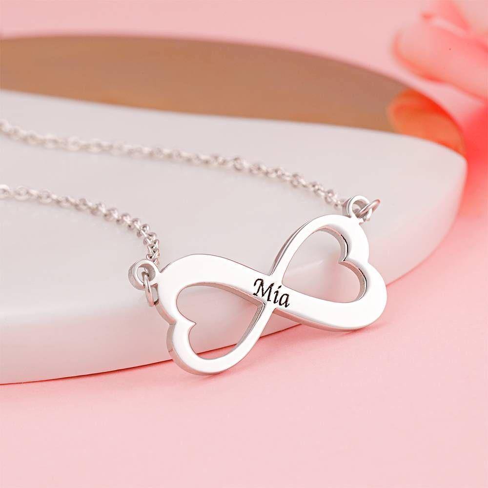 Engraved Necklace with Infinity Design Platinum Plated - soufeelus