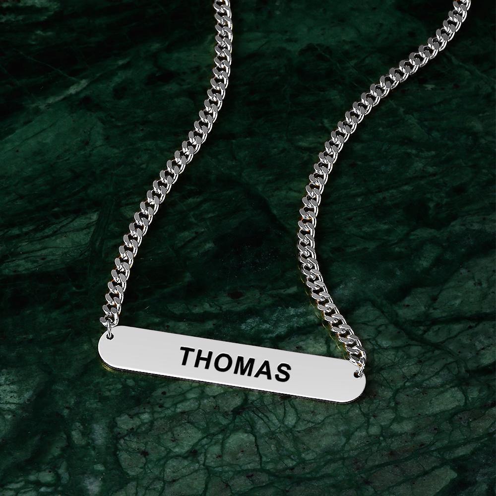 Custom Men's Necklace Engraved Necklace Thick Chain Punk for Business Man - Silver - soufeelus