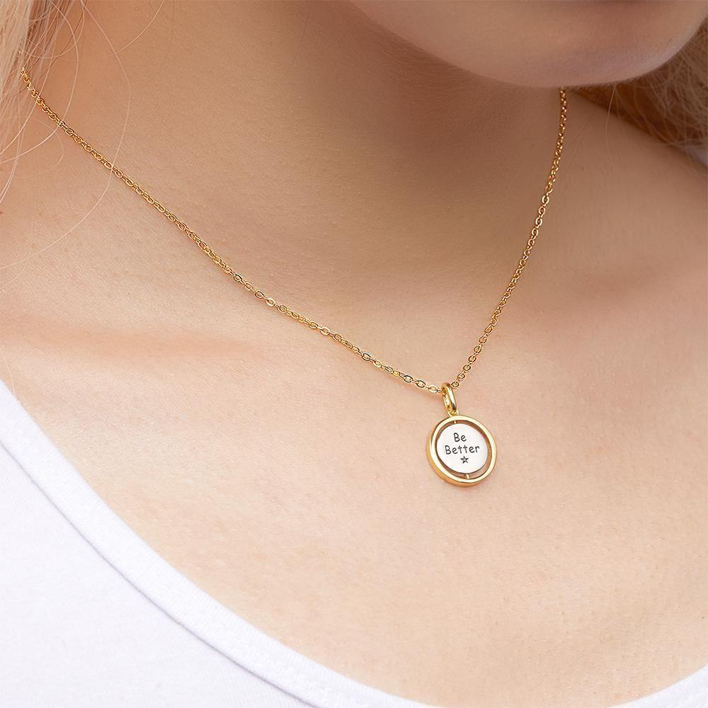 Engraved Necklace Dreaming Wish Coin Necklace Custom Necklace 14k Gold Plated Silver - soufeelus