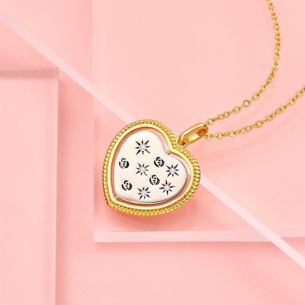 Engraved Necklace Rose Night Sky Wishing Coin Necklace Custom Necklace 14k Gold Plated - soufeelus