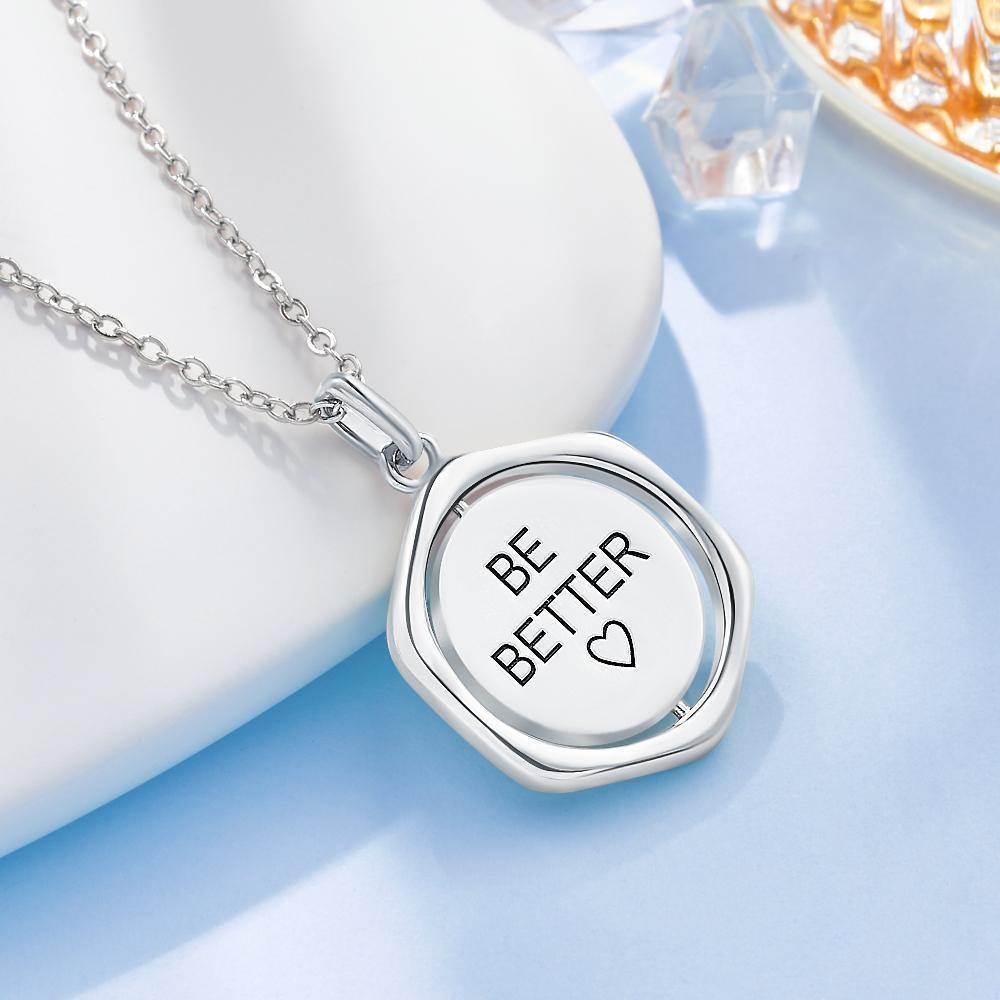 Engraved Necklace Victory Wishing Coin Memorial Gifts for Her Silver - soufeelus