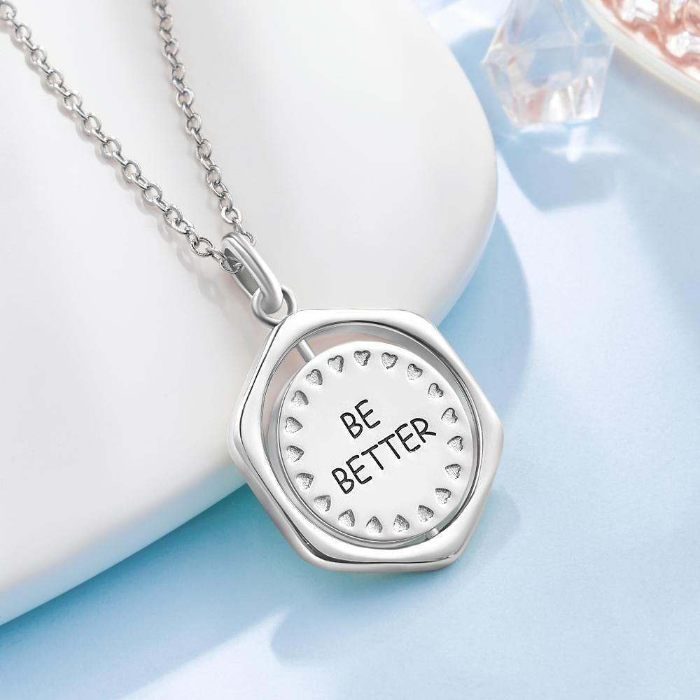 Engraved Necklace Wishing Coin Seal Memorial Gifts for Her - soufeelus