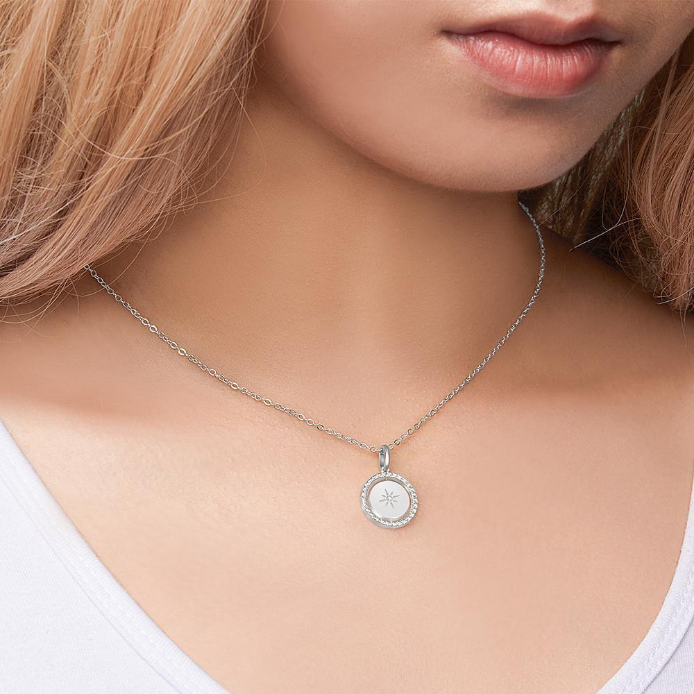 Engraved Necklace with Sunshine Necklace Gift for Her Rose Gold Plated - soufeelus