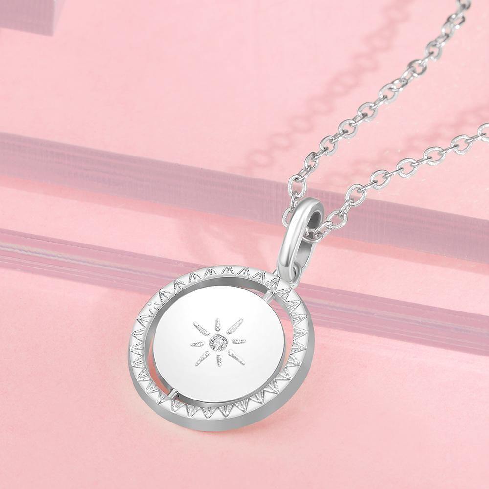 Engraved Necklace with Sunshine Memorial Gifts for Her Silver - soufeelus