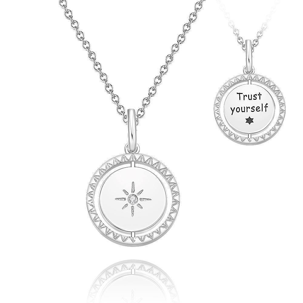 Engraved Necklace with Sunshine Memorial Gifts for Her Silver - soufeelus