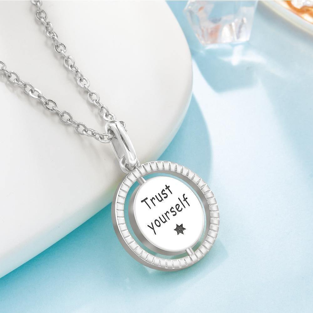 Engraved Necklace Guide Coin Necklace Gift for Her Rose Gold Plated - soufeelus