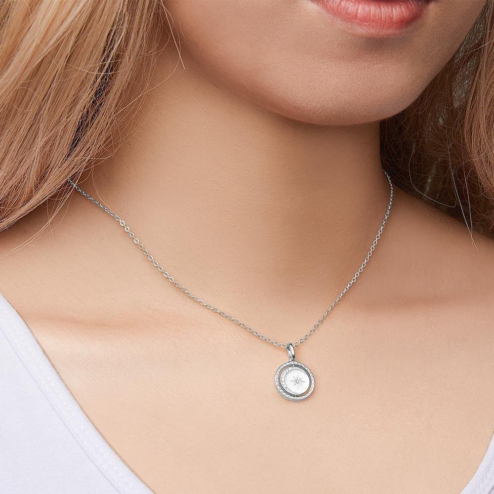 Engraved Necklace Blessing Coin Memorial Gifts for Her Silver - soufeelus