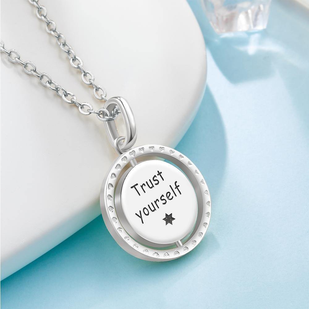 Engraved Necklace Blessing Coin Necklace Gift for Her Rose Gold Plated - soufeelus