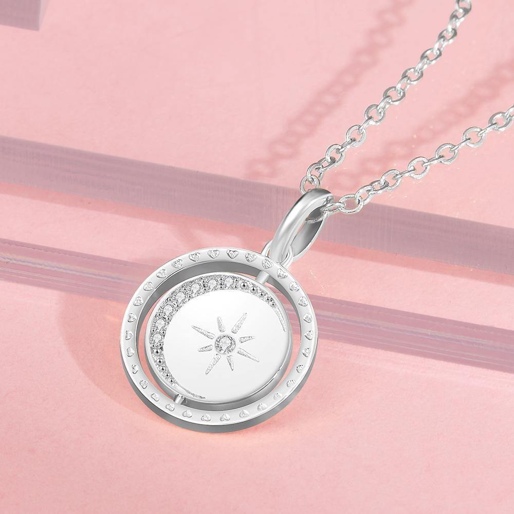 Engraved Necklace Blessing Coin Necklace Gift for Her Rose Gold Plated - soufeelus