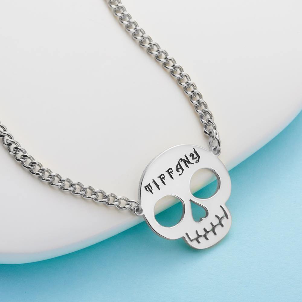 Engraved Necklace Skull Necklace for Girlfriend Gifts Funny Necklace - soufeelus