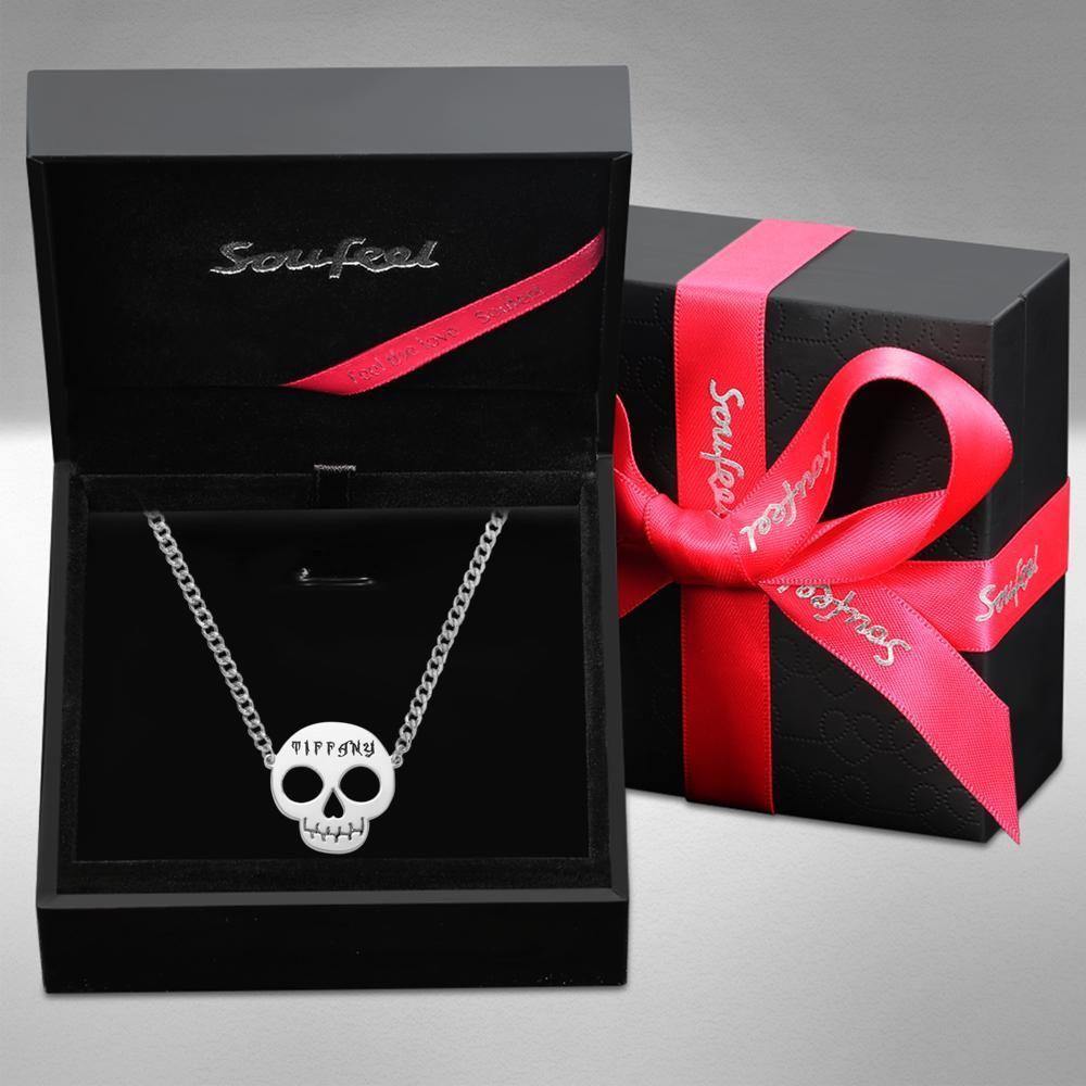 Engraved Necklace Skull Necklace for Girlfriend Gifts Funny Necklace - soufeelus