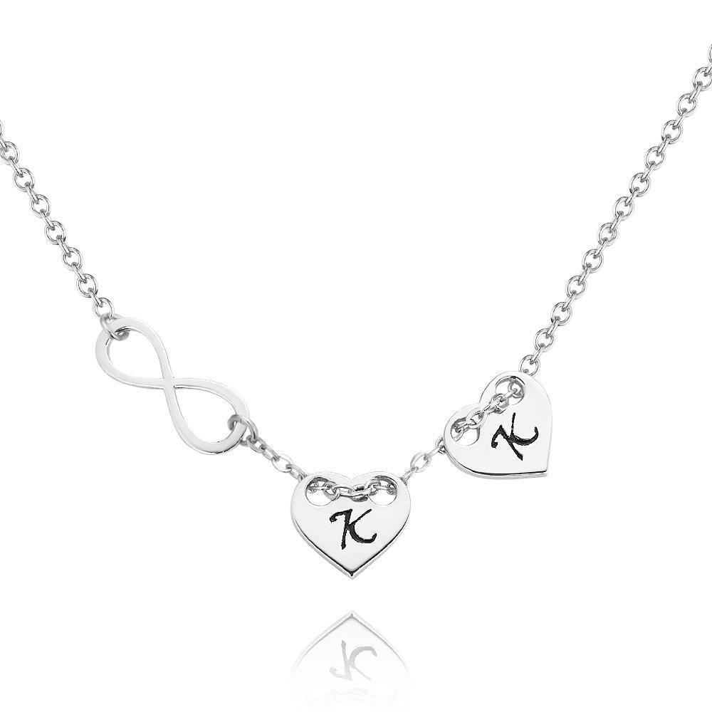 Engraved Necklace Initial Necklace Engraved Initial Letter Disk Heart-shaped Couple's Gifts 14k Gold Plated Silver - soufeelus