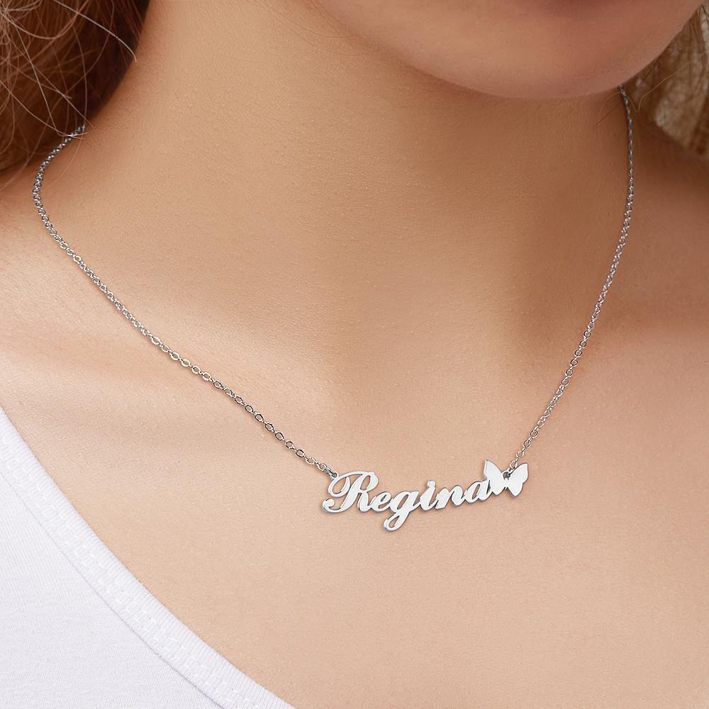 Name Necklace with Butterfly Unique Gifts Ideas Pendant for Her - soufeelus