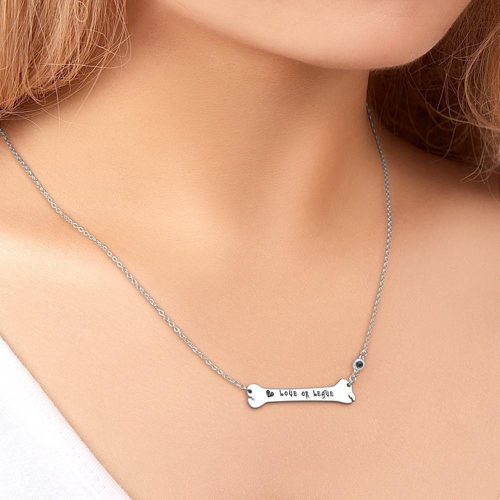 Engraved Necklace Gifts Bone Bar Necklace with Broken Heart Memorial Gifts Rose Gold Plated - soufeelus