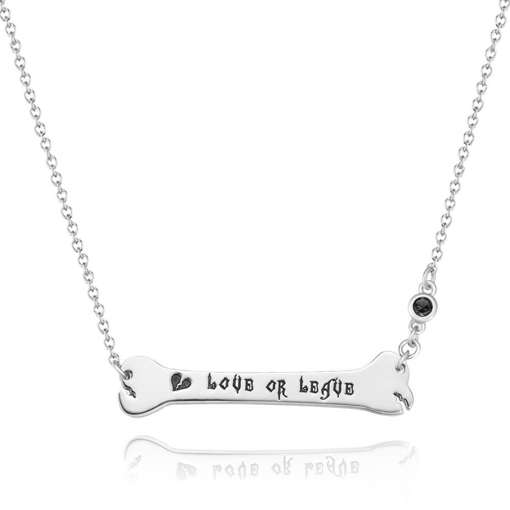 Custom Necklace Name Necklace Bone Bar Necklace with Broken Heart Gifts Silver - soufeelus