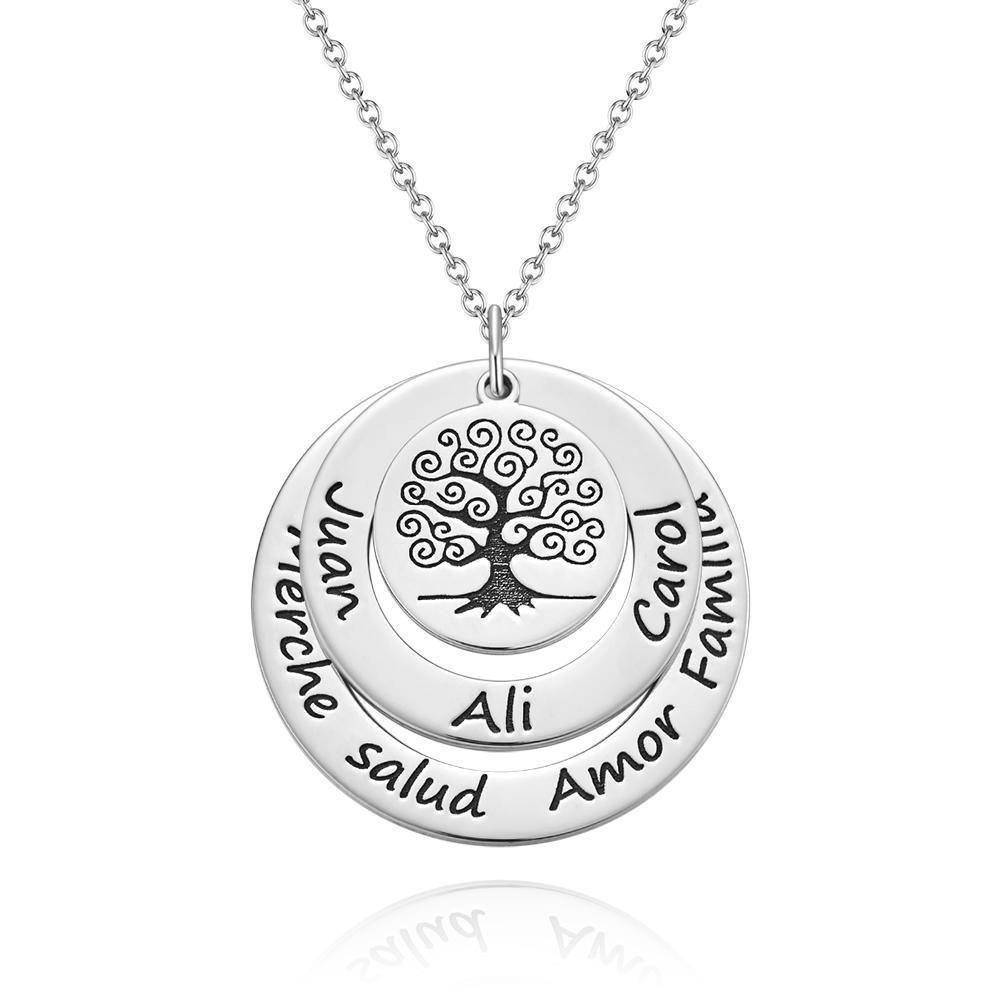 Engraved Necklace Name Necklace Family Tree Necklace Family Tree Necklace 14k Gold Plated - soufeelus