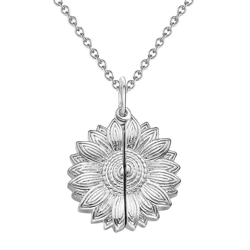 Custom Engraved Sunflower Necklace Gifts for Someone - soufeelus