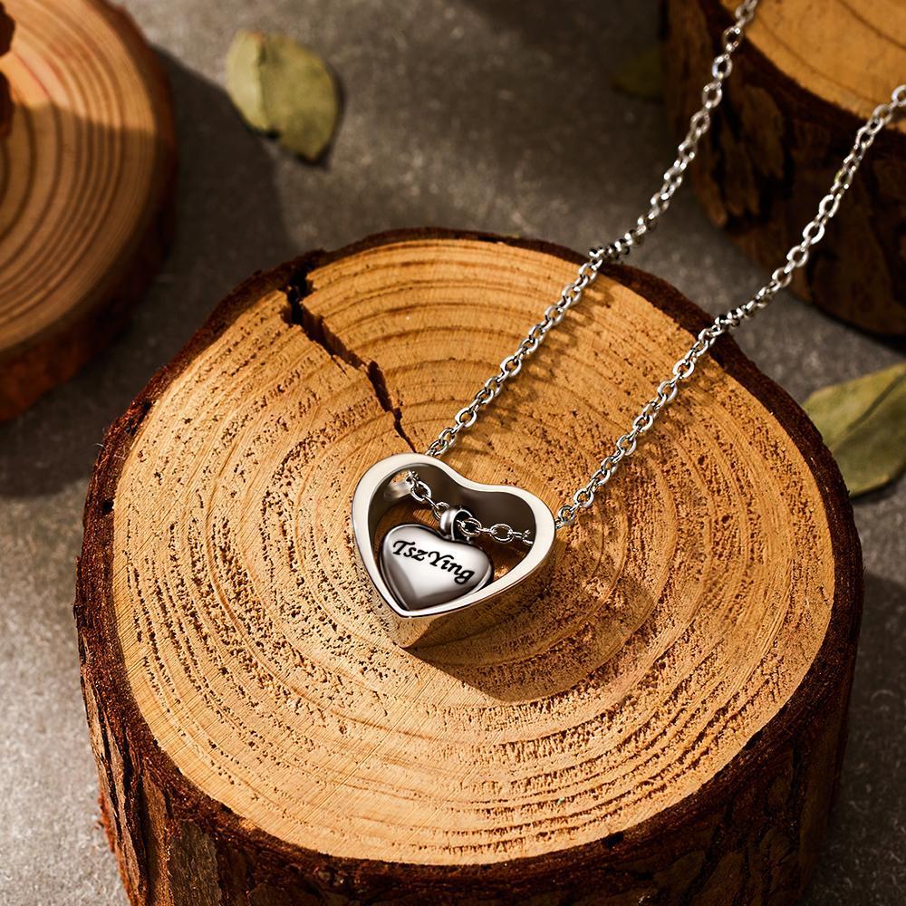 Custom Engraved Heart Memorial Urn Pendant Necklace