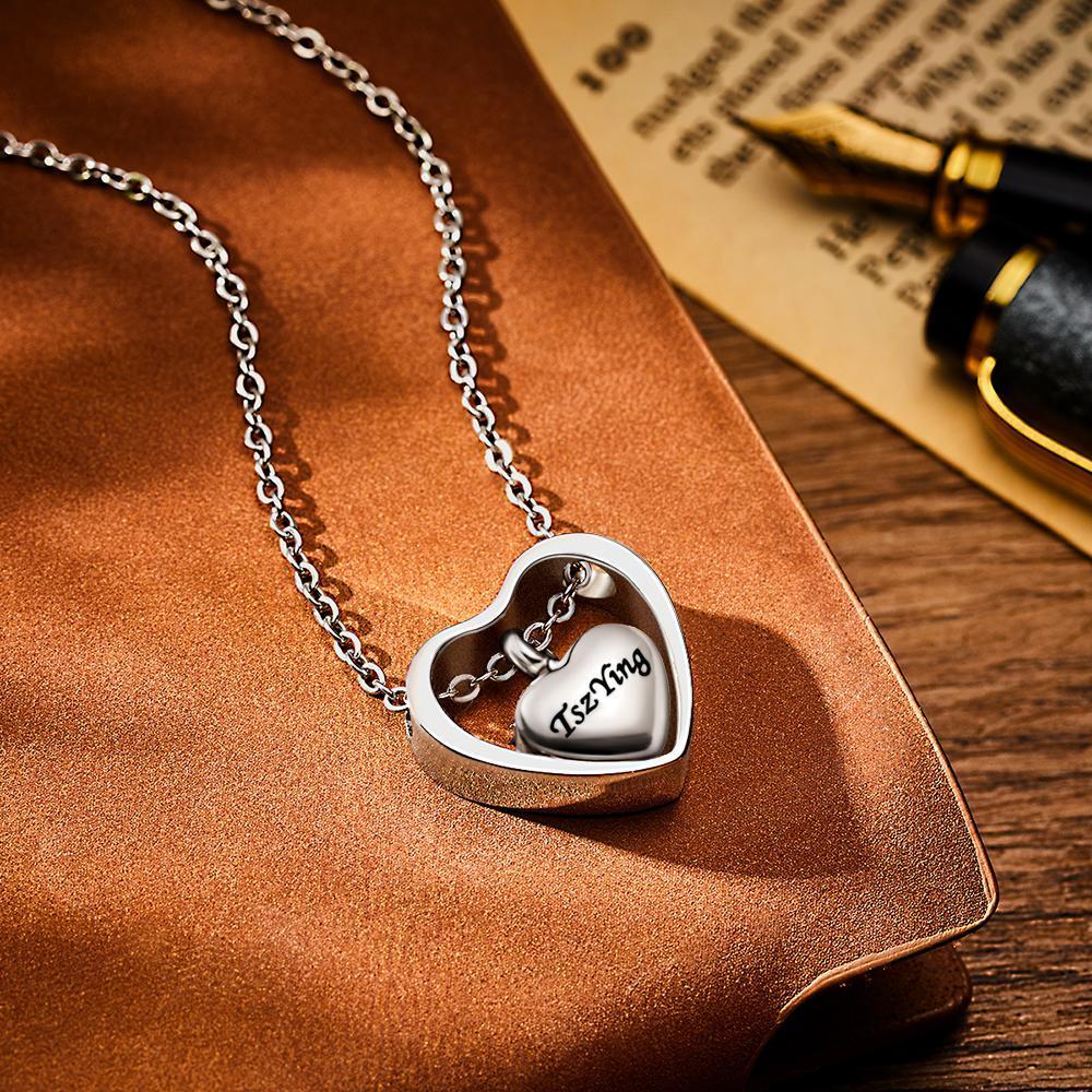 Custom Engraved Heart Memorial Urn Pendant Necklace