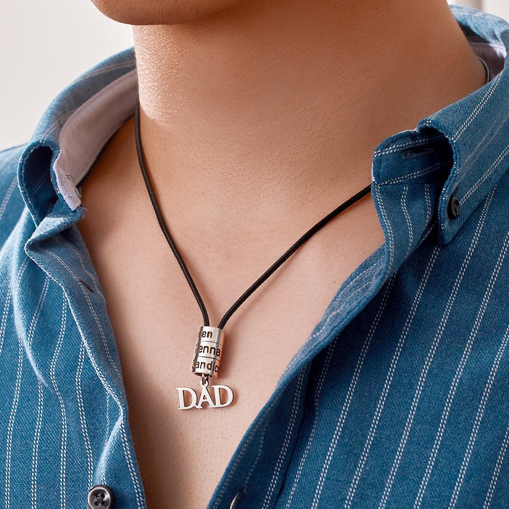 Custom Engraved Stainless Steel Bead Necklace Gifts for Dad