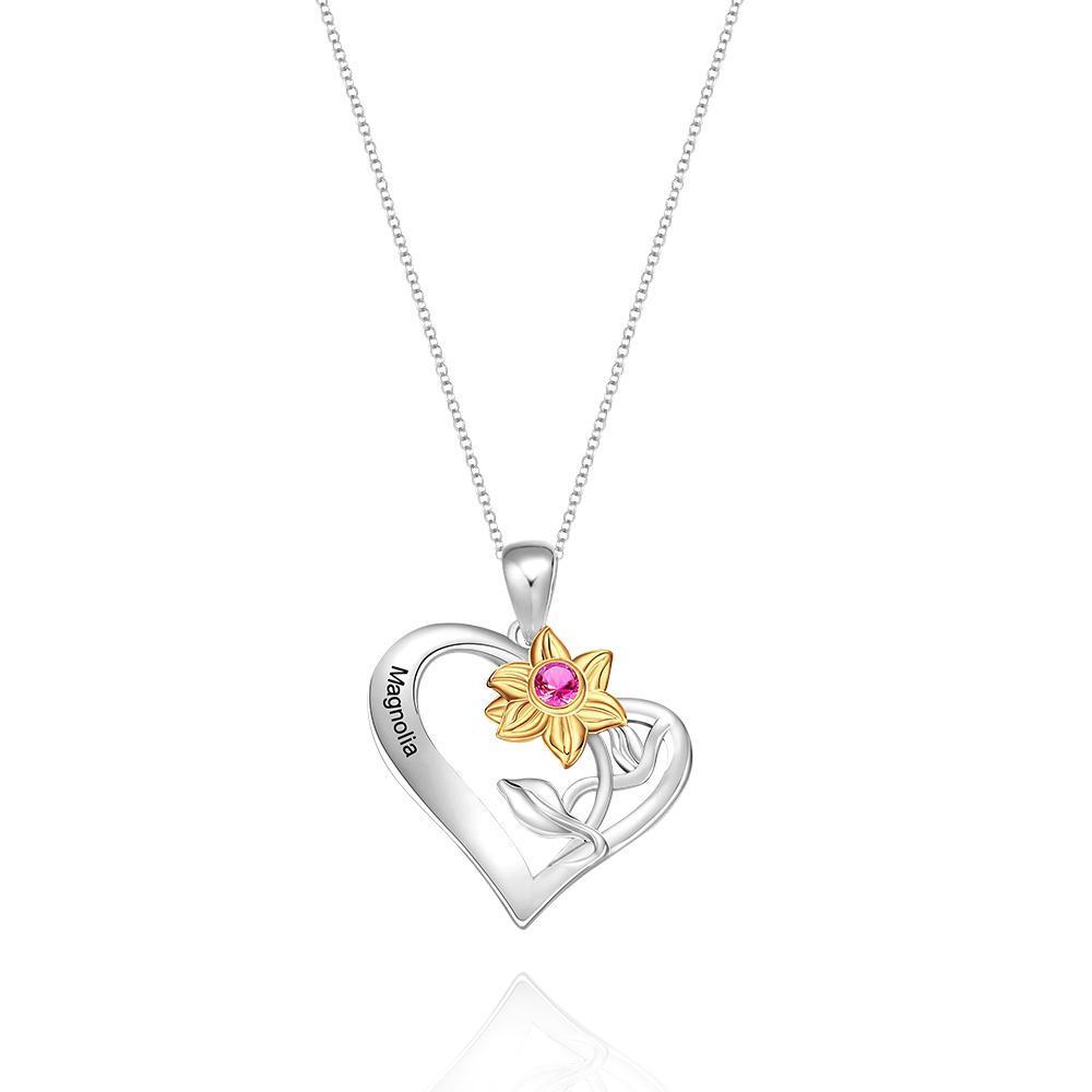 Custom Engraved Necklace Diamond Flower Heart-shaped Unique Gifts