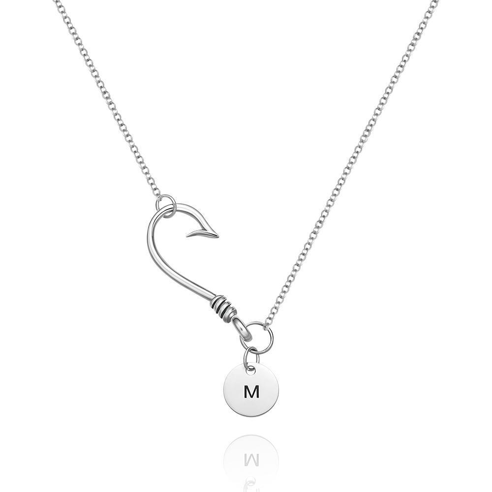 Custom Engraved Necklace Creative Fish Hook Simple Gifts