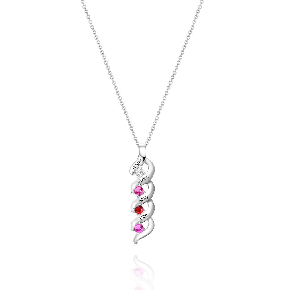 Custom Engraved For Diamond Heart Shape Multiple Birthstone Necklaces A Gift For Her