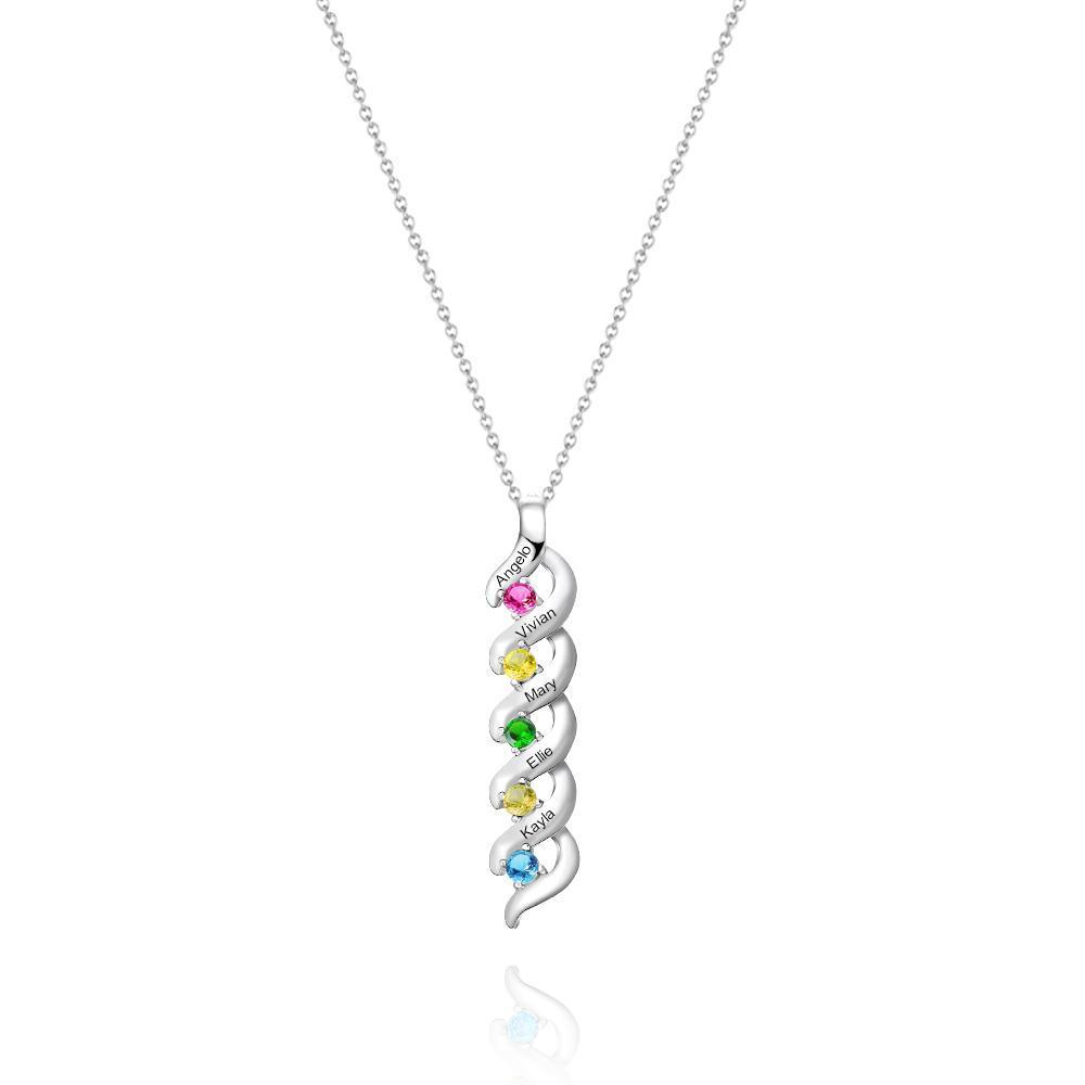 Custom Engraved For Diamond Heart Shape Multiple Birthstone Necklaces A Gift For Her