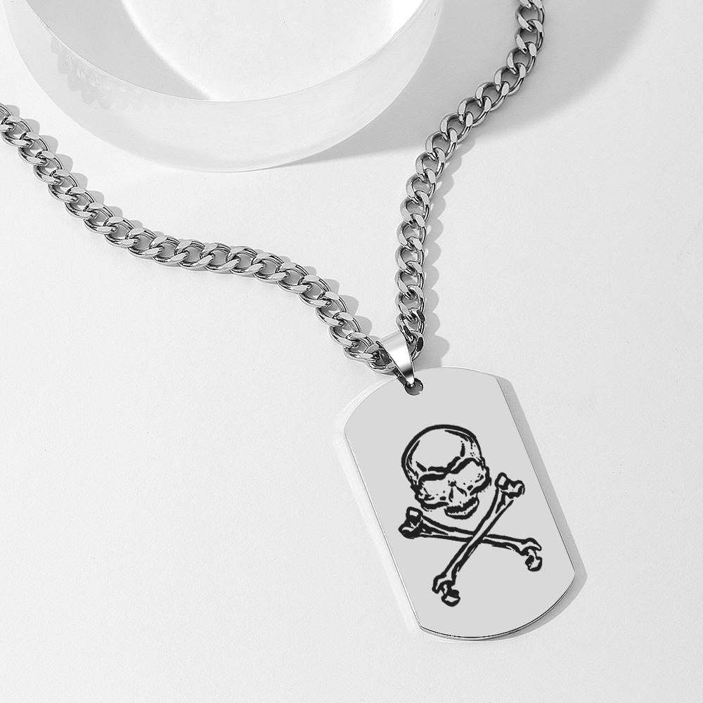 Dog Tag Necklace Engraved Necklace Custom Skeleton Halloween Gift