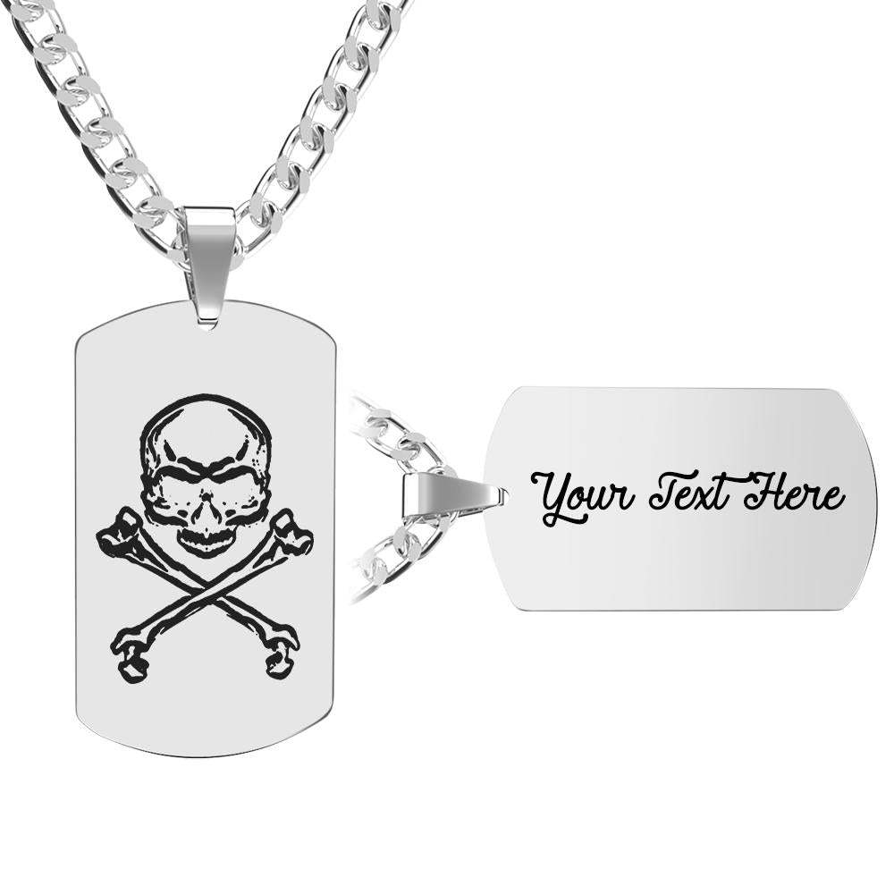 Dog Tag Necklace Engraved Necklace Custom Skeleton Halloween Gift