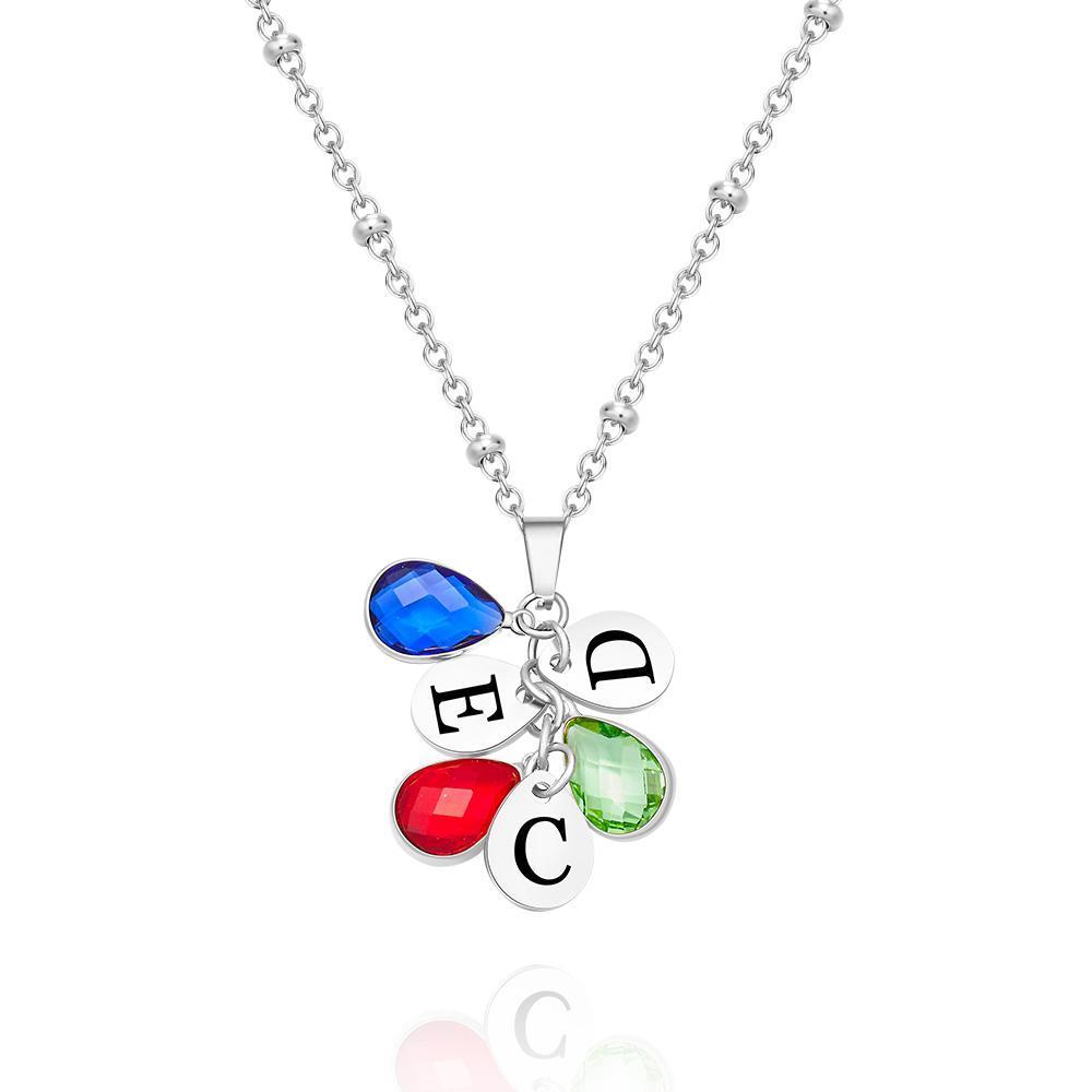 Custom Engraved For Diamond Multiple Birthstone Necklaces Gift For Her