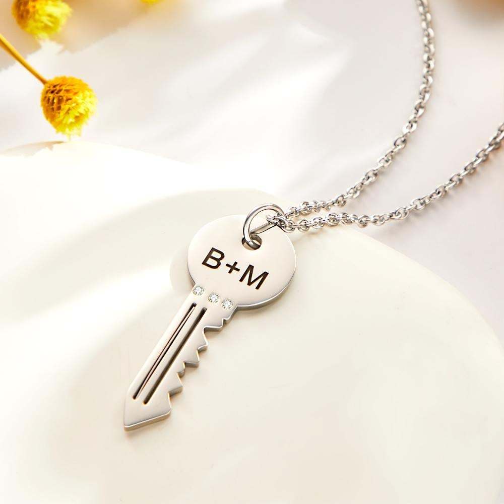 Custom Engraved Necklace Fashion Creative Key Gifts - 