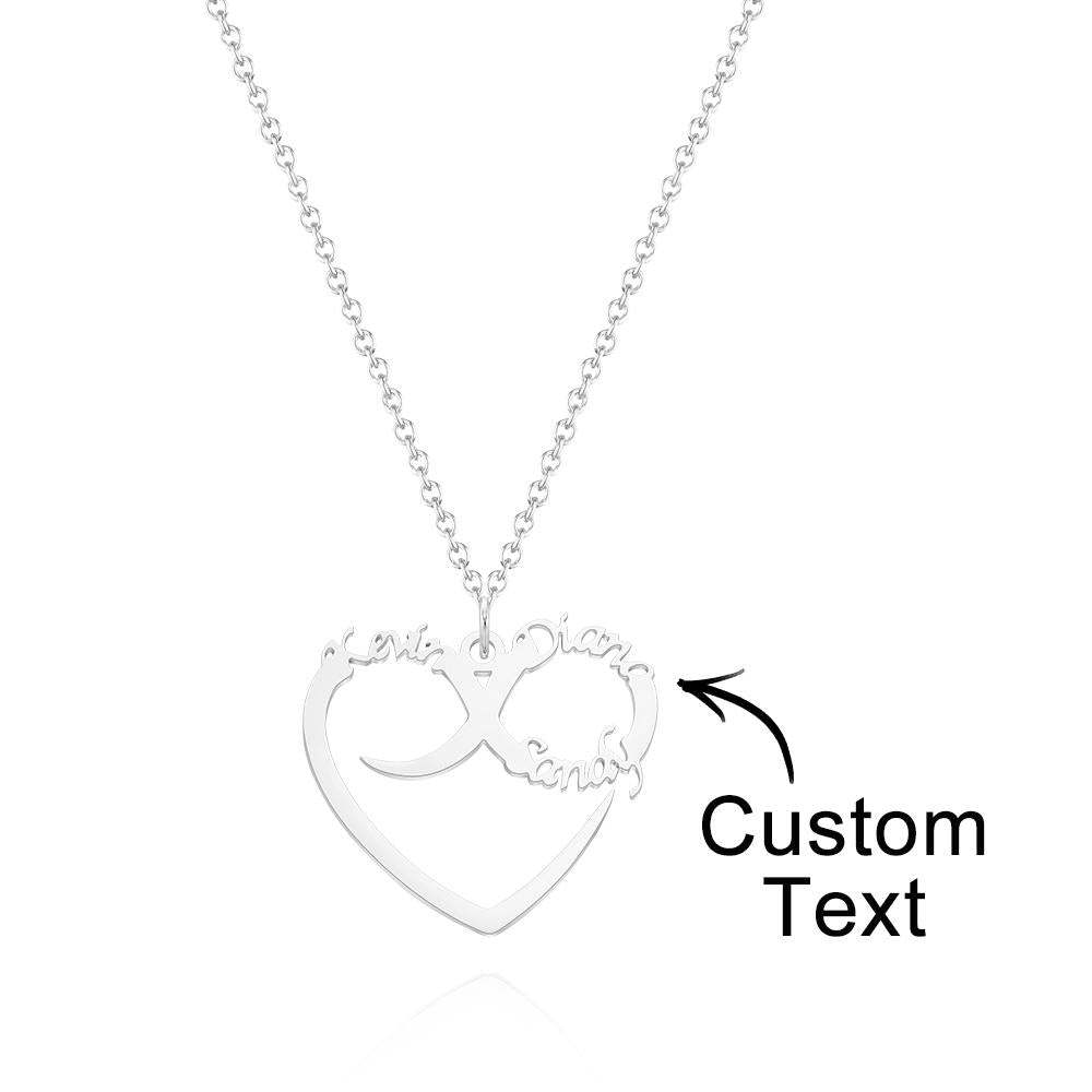 Custom Engraved Necklace Heart Shaped Swash Lettering Romantic Gifts -