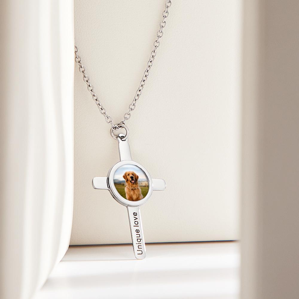 Custom Engraved Photo Necklace "Unique Love" Gifts for Pet - 