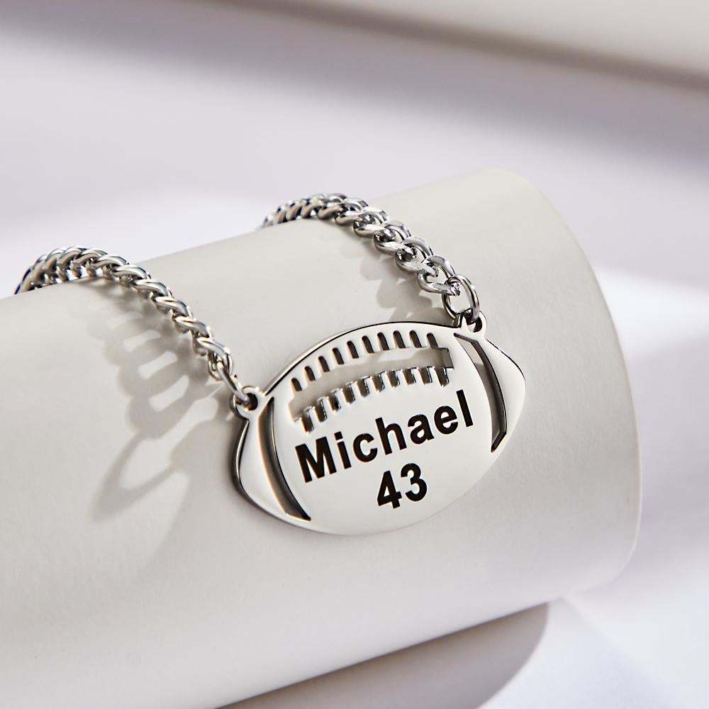 Custom Engraved Football Name Necklace Give Him Jewelry Gift - 