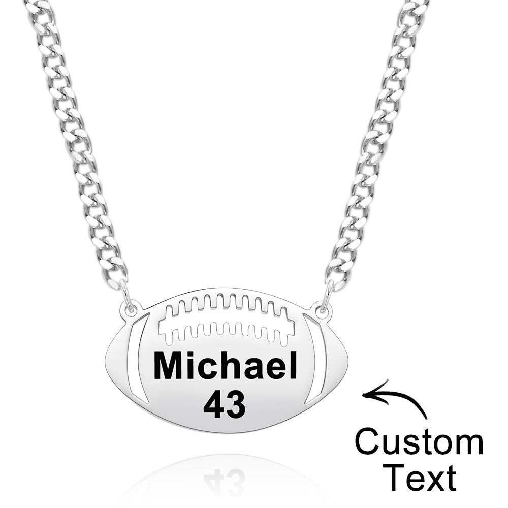 Custom Engraved Football Name Necklace Give Him Jewelry Gift - 