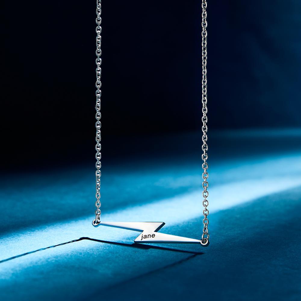 Custom Engraved Necklace Lightning Shaped Versatile Necklace Gift for Her -