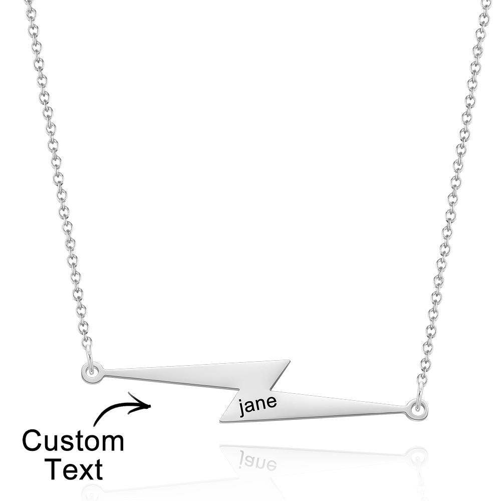 Custom Engraved Necklace Lightning Shaped Versatile Necklace Gift for Her - 