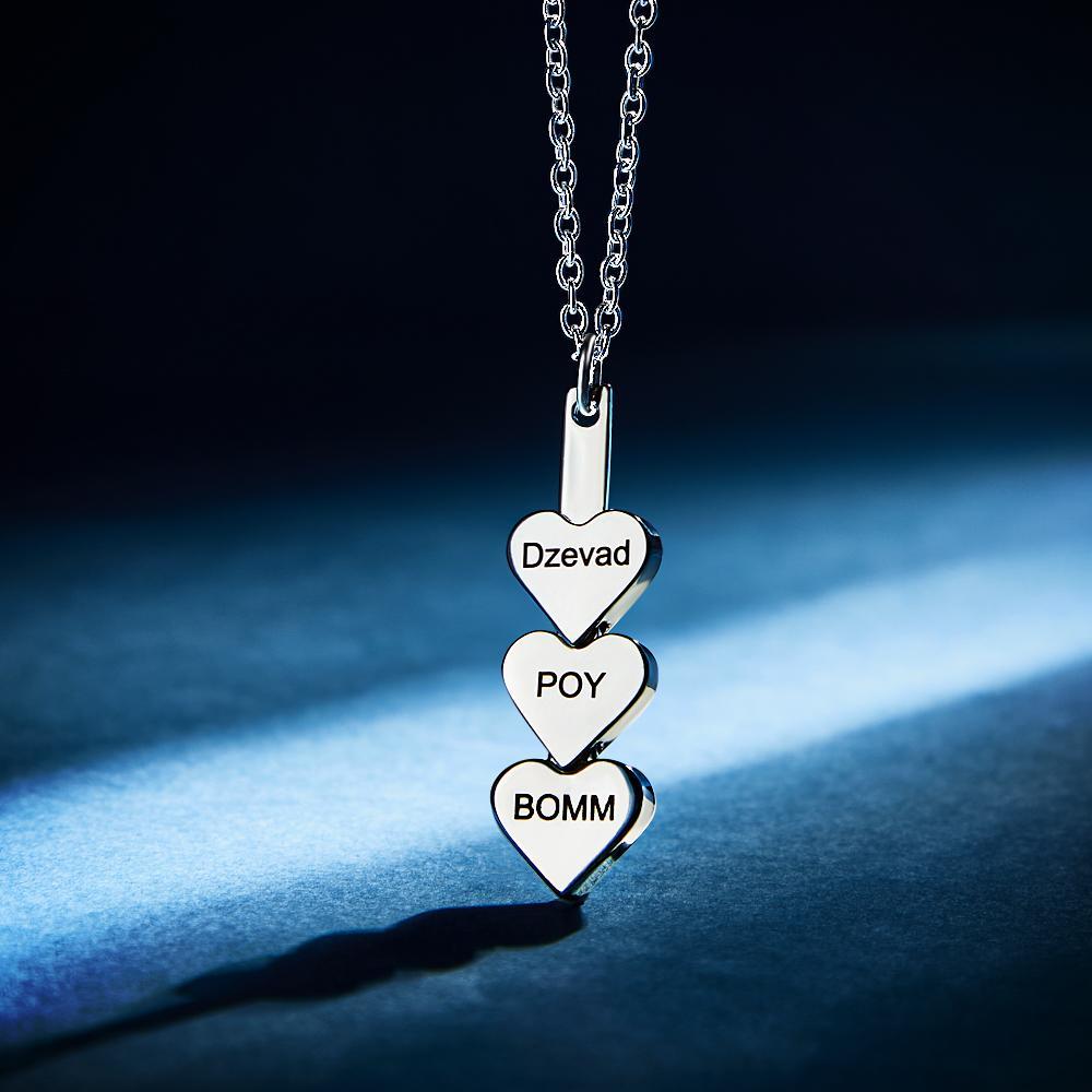 Custom Engraved Necklace Peach Heart Stitching Necklace Gift for Her -
