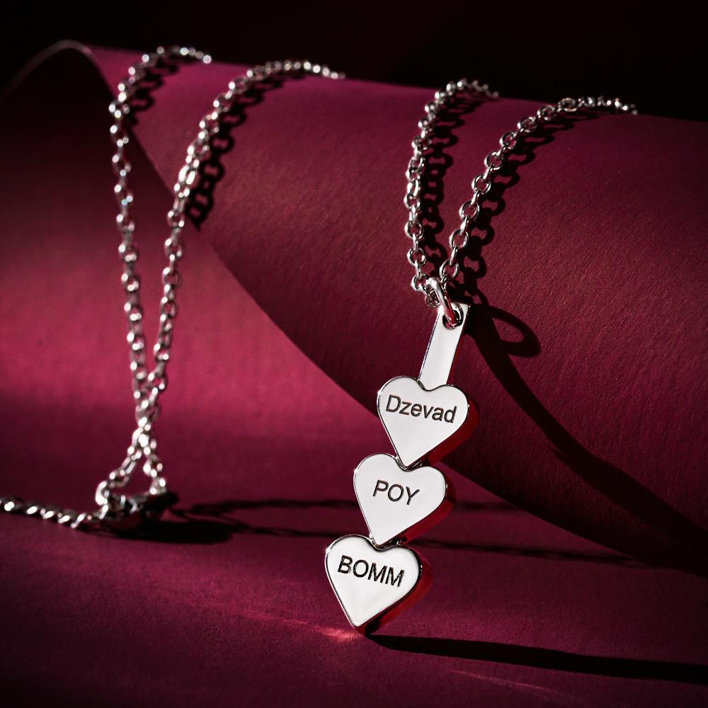 Custom Engraved Necklace Peach Heart Stitching Necklace Gift for Her -