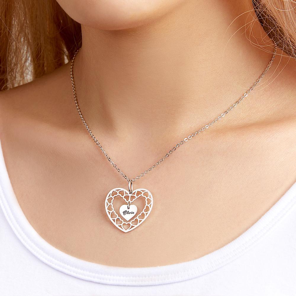 Custom Engraved Necklace Heart Necklace Gift for Her - 