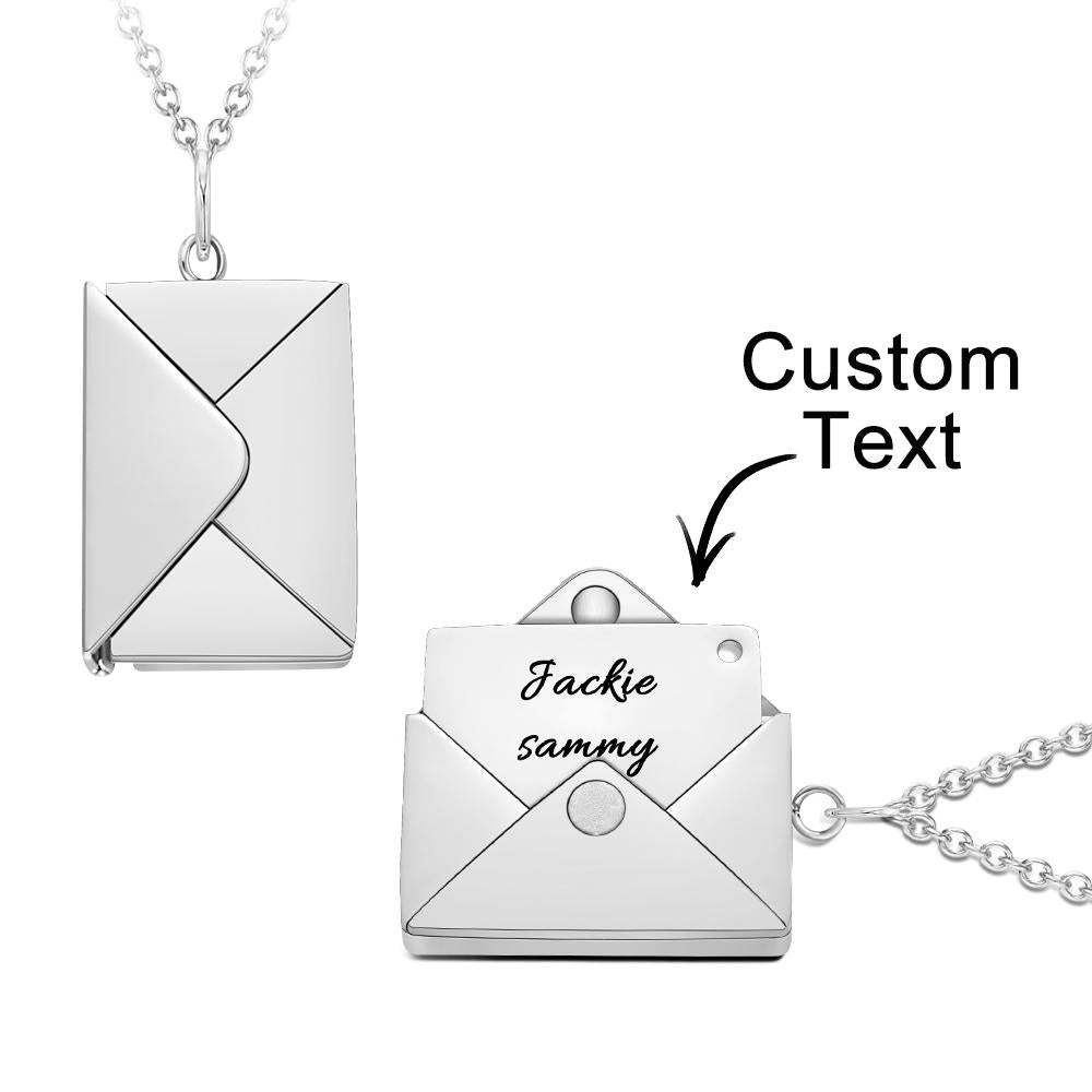 Custom Engraved Necklace Envelope Letter Secret Message Creative Gifts - 