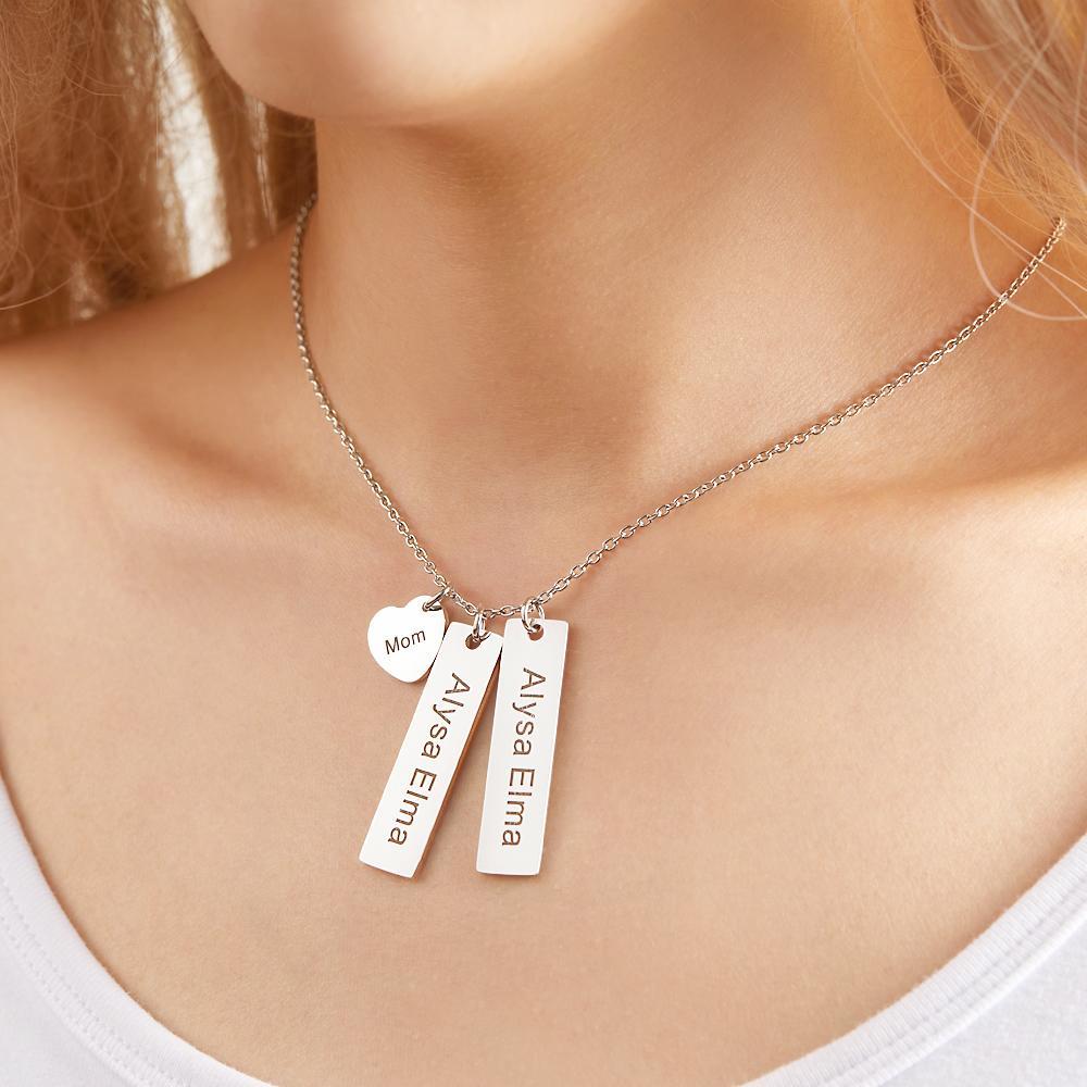 Custom Engraved Necklace Heart Shaped Engraved Necklace Gift for Mom -