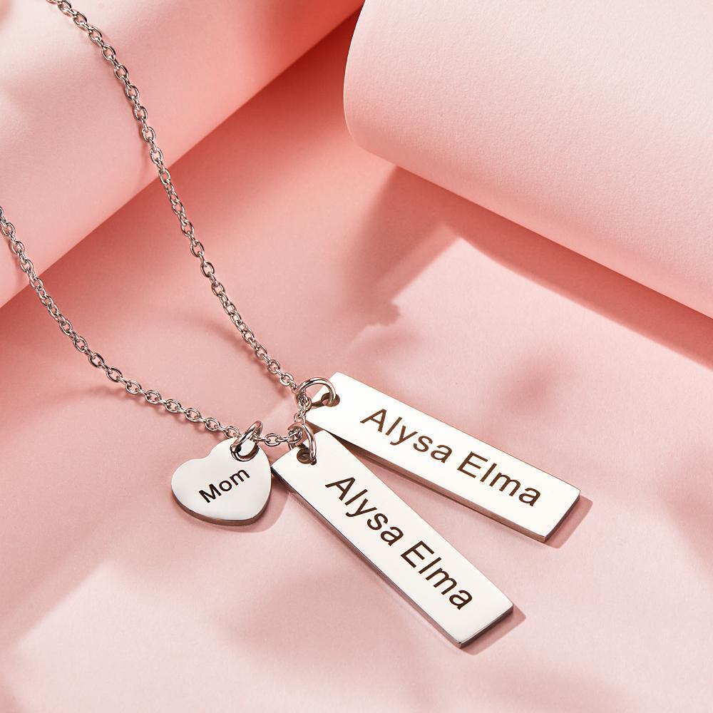 Custom Engraved Necklace Heart Shaped Engraved Necklace Gift for Mom -