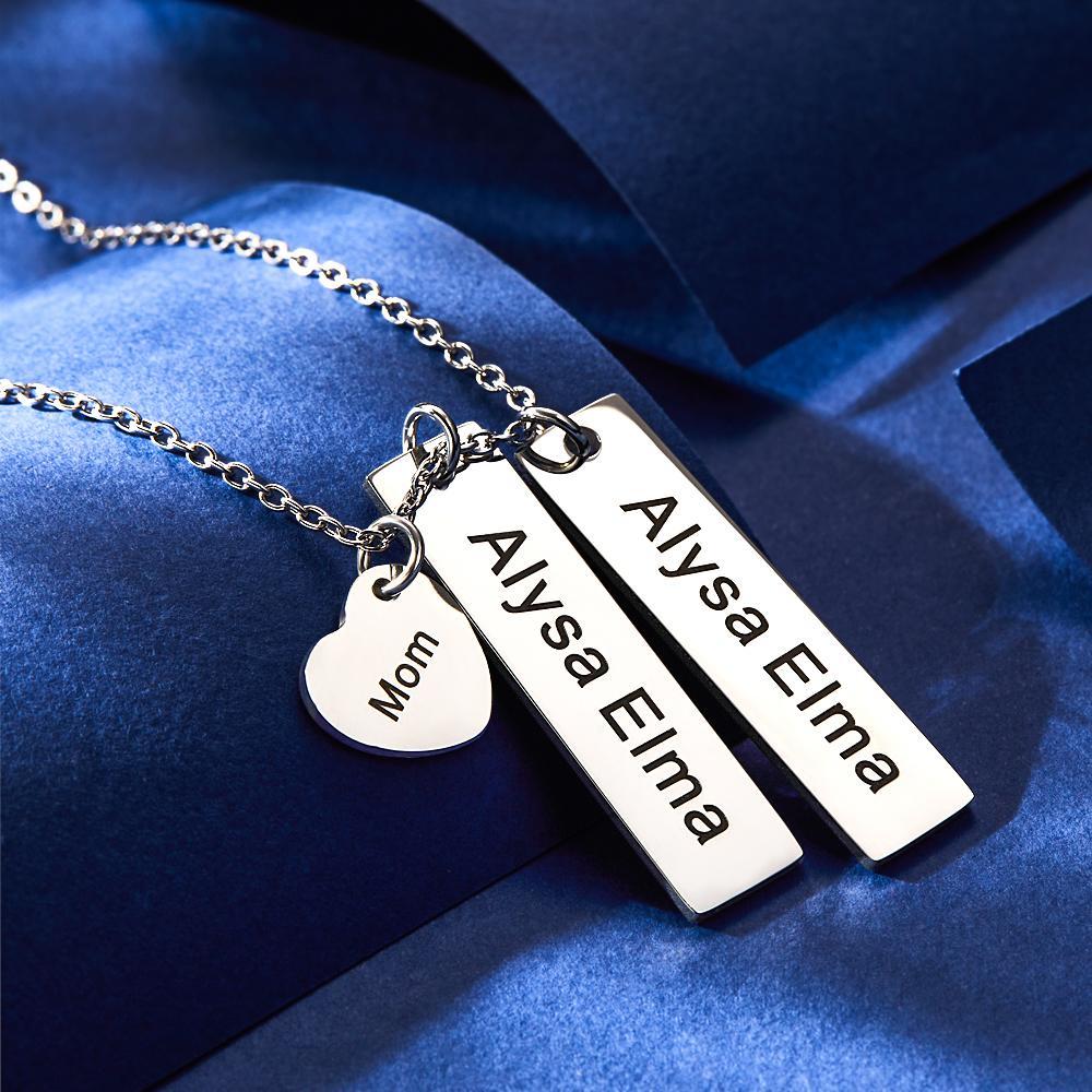 Custom Engraved Necklace Heart Shaped Engraved Necklace Gift for Mom -